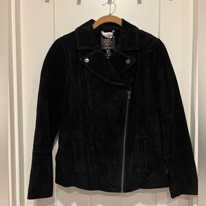 NWOT Isaac Mizrahi Live! Black Leather Suede Moto Jacket Size 6